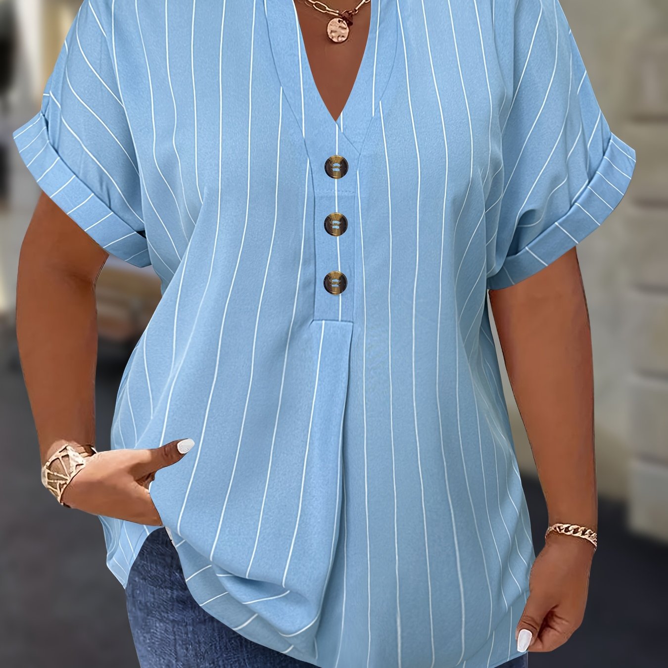Rayures Bleu Clair / 5XL