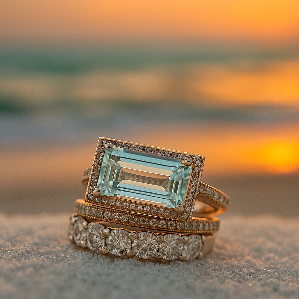 Marilys | Set de Bagues en Verre Inspirées par la Mer