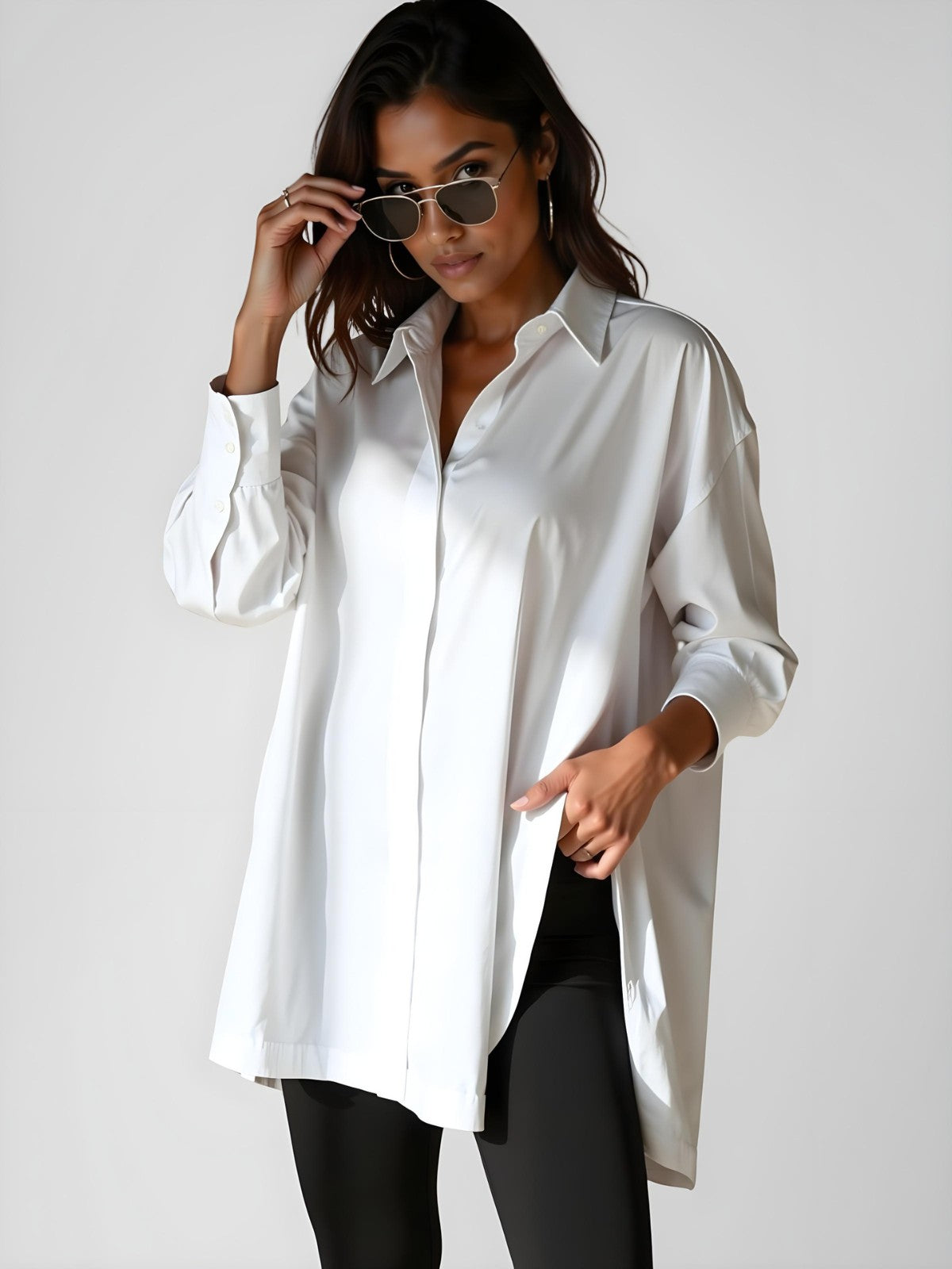 Robe Chemise à Col Oversize