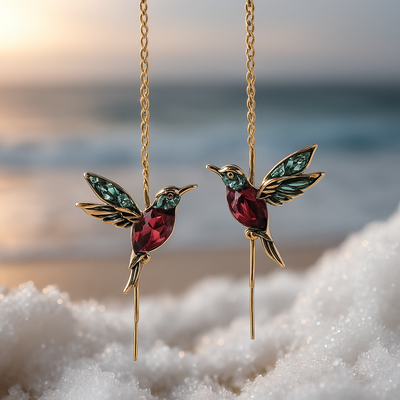 Ophira | Boucles d'oreilles en émail colibri ornées de zircons