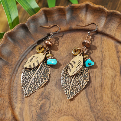 Ensemble de bijoux Boho 3 pièces – Couleur café, Feuilles, Style Automne/Hiver.
