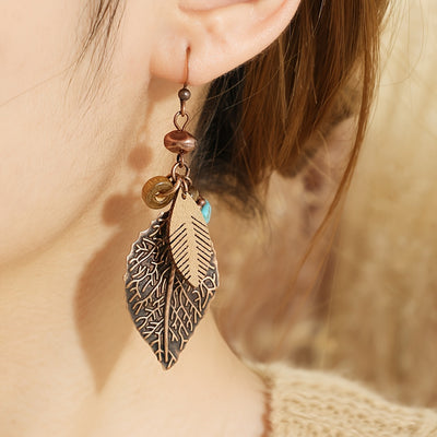 Ensemble de bijoux Boho 3 pièces – Couleur café, Feuilles, Style Automne/Hiver.