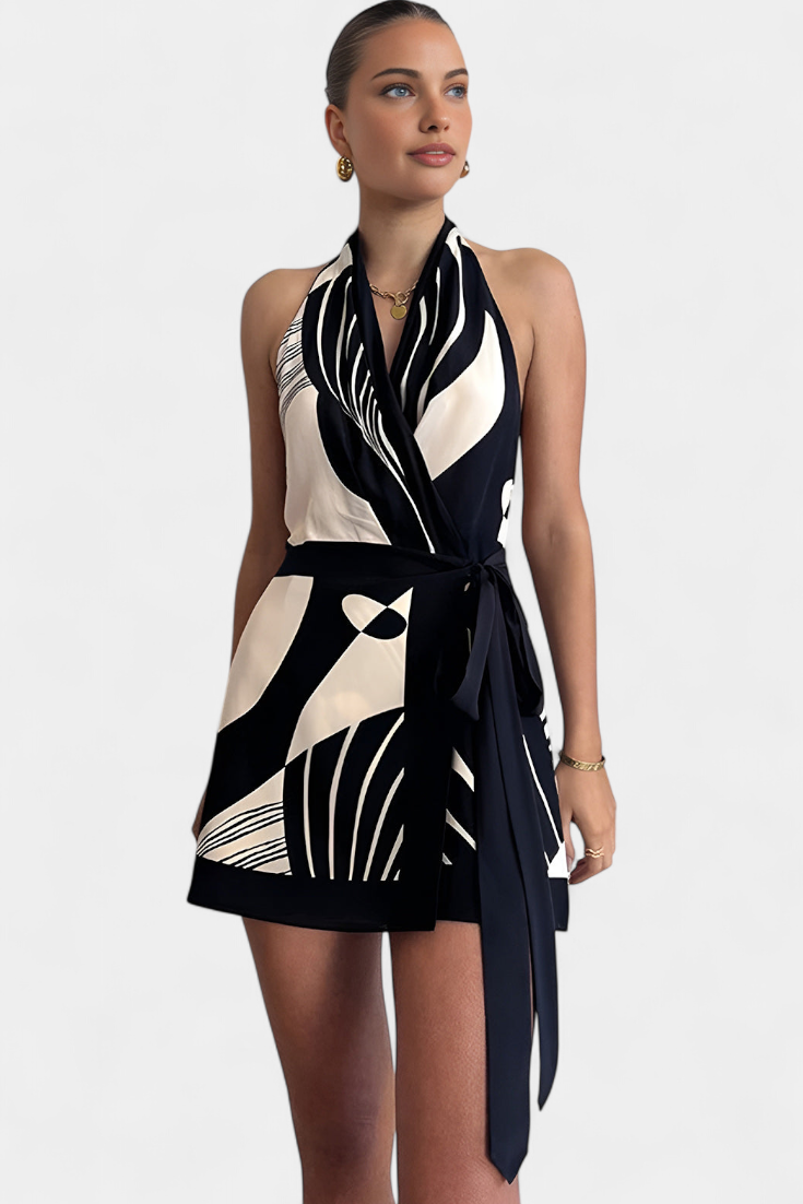 Aurélie™ | Combinaison Fae avec Motif Abstrait et Ceinture Chic