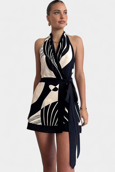 Aurélie™ | Combinaison Fae avec Motif Abstrait et Ceinture Chic