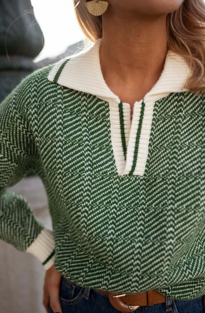 Inès™ | Pull V-Cou Vert
