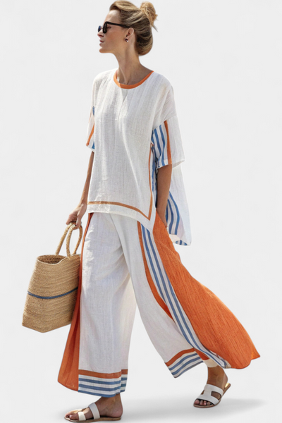 Florence™ | María en Lin de Bambou Éthique avec Rayures et Coupe Légère