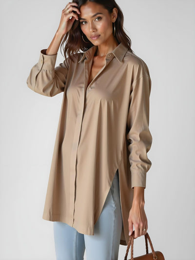 Robe Chemise à Col Oversize