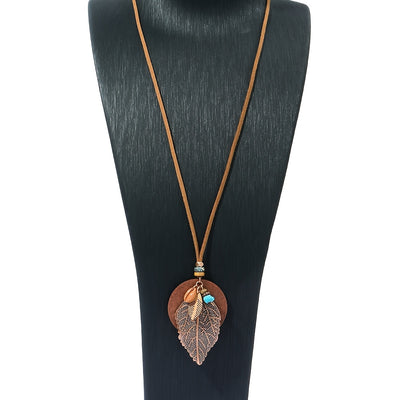 Ensemble de bijoux Boho 3 pièces – Couleur café, Feuilles, Style Automne/Hiver.
