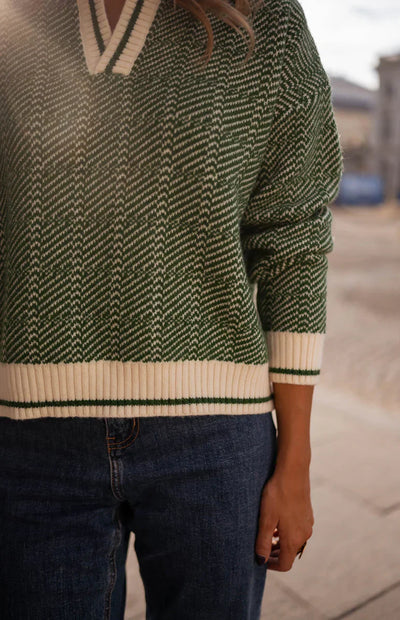 Inès™ | Pull V-Cou Vert