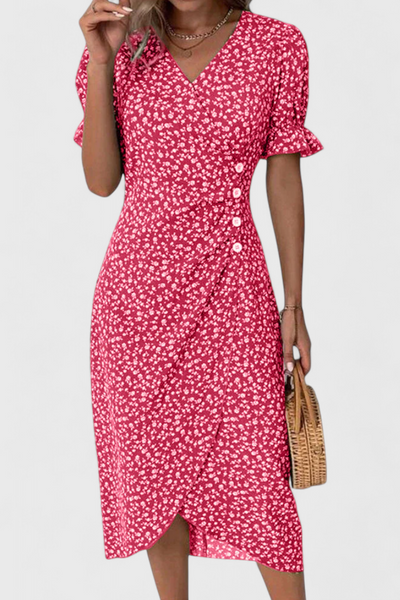 Emma™ | Vestido Midi Floral Joana con Escote en V y Mangas Corta