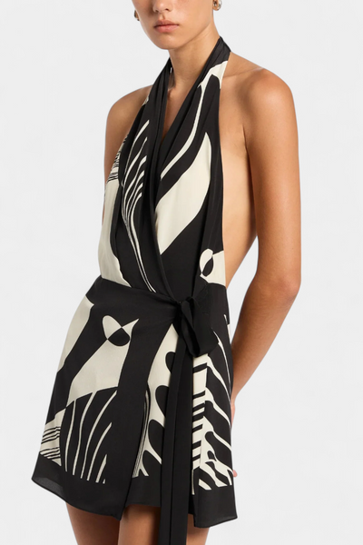 Aurélie™ | Combinaison Fae avec Motif Abstrait et Ceinture Chic